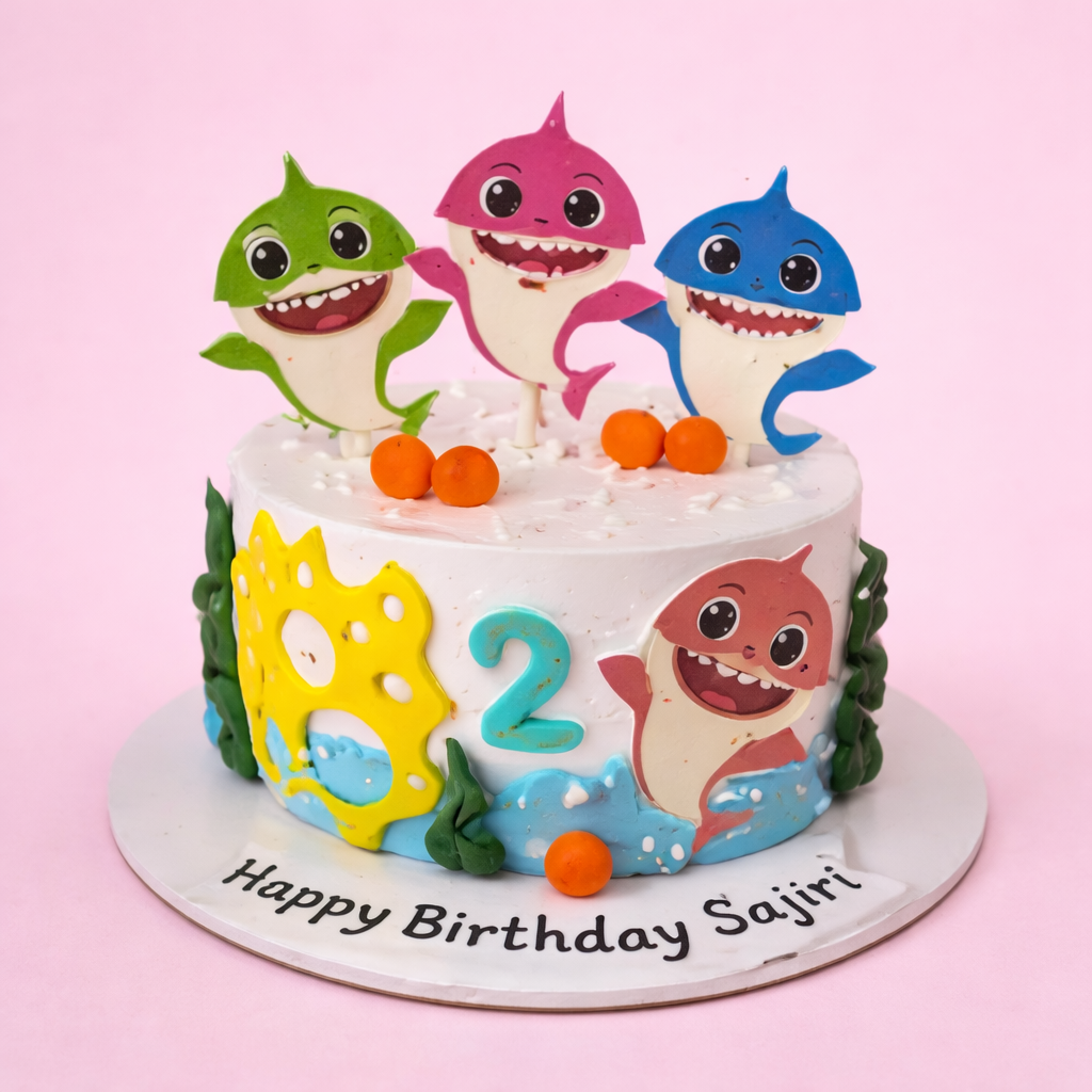 Baby Shark Birthday Splash Cake