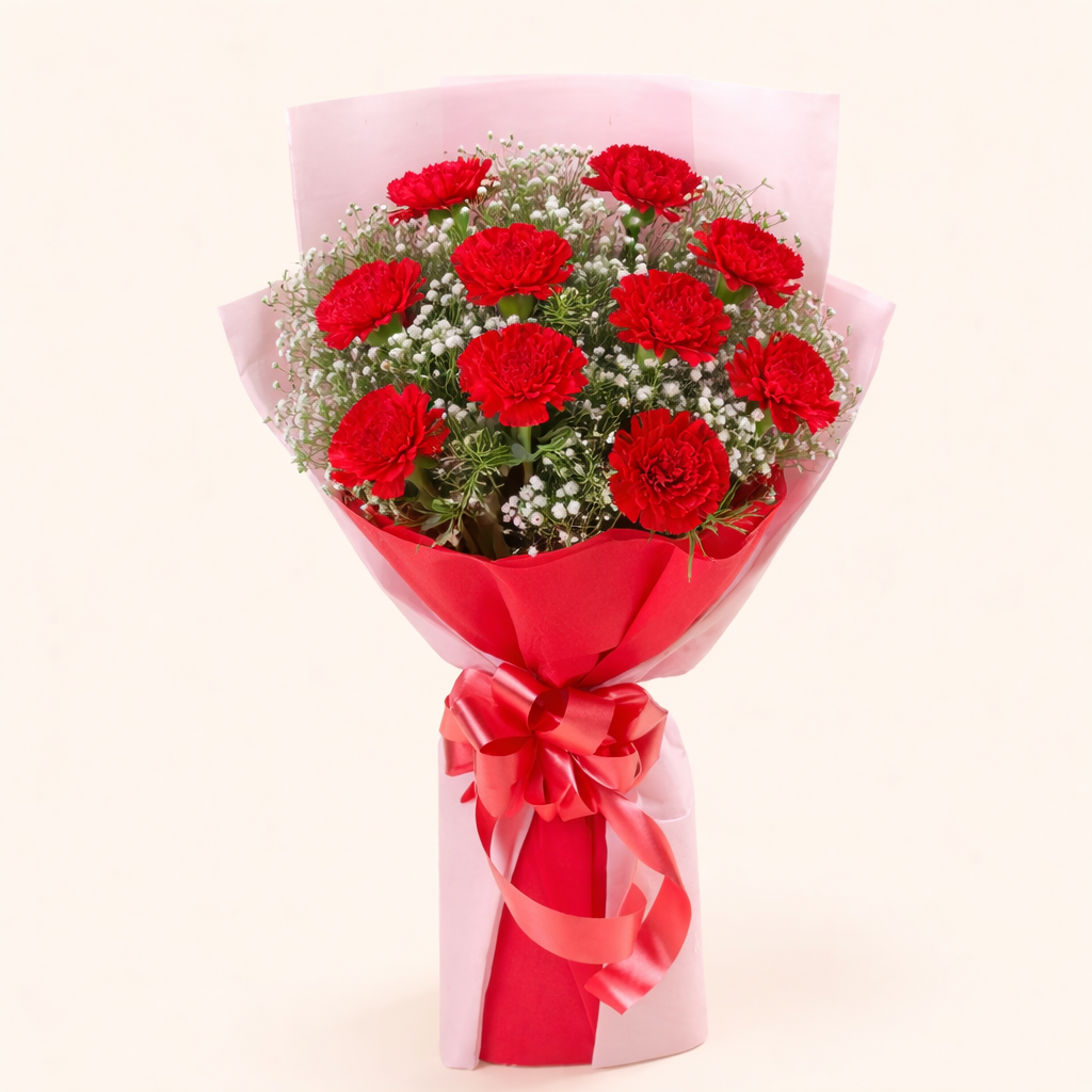 Elegant Red Carnation Bouquet