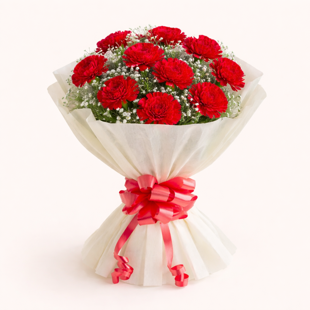 Classic Red Carnation Elegance Bouquet