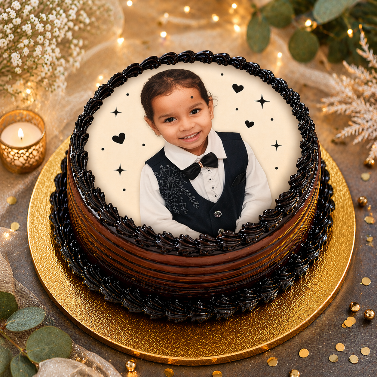 Personalized Chocolate Photo Cake