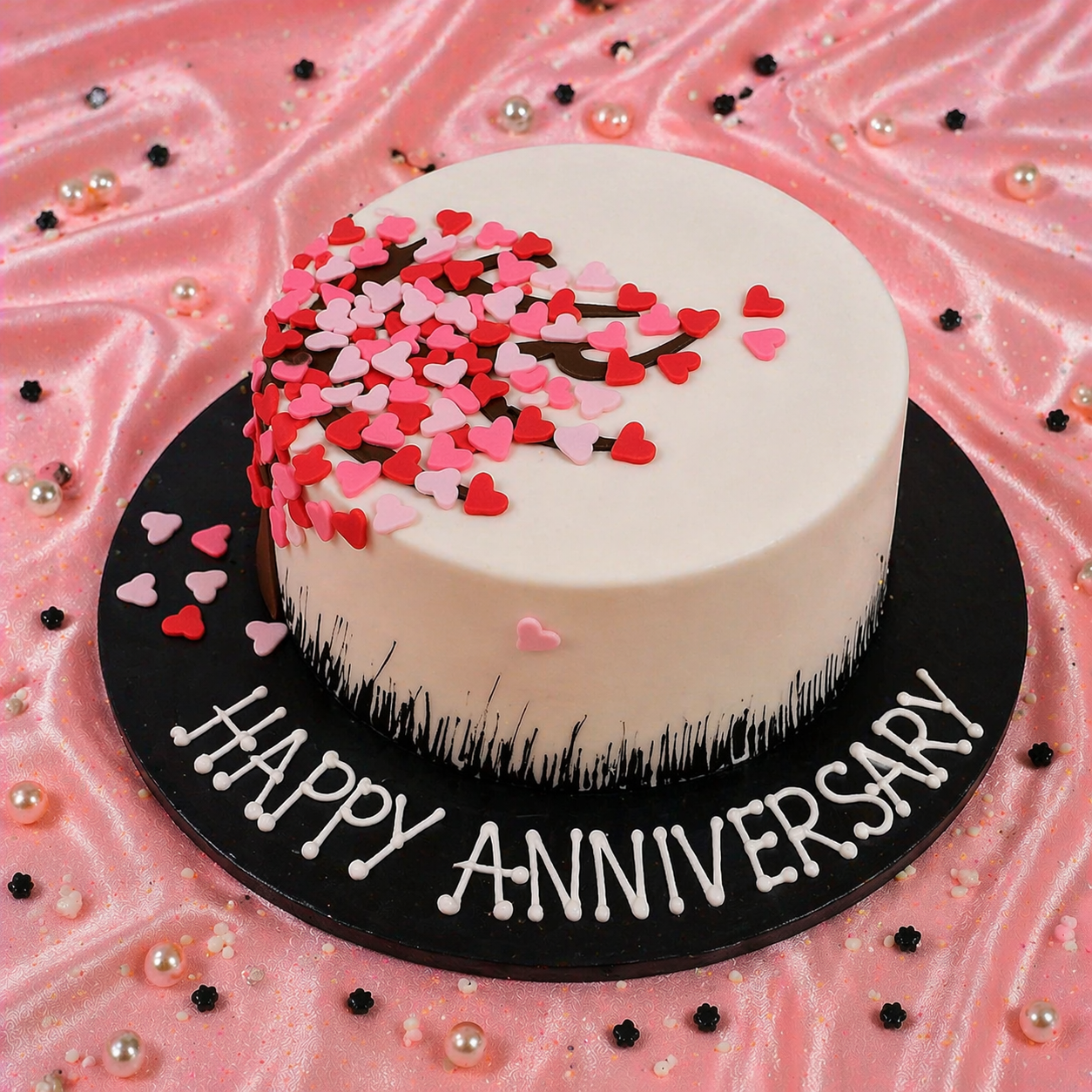 Heart Shower Anniversary Designer Cake