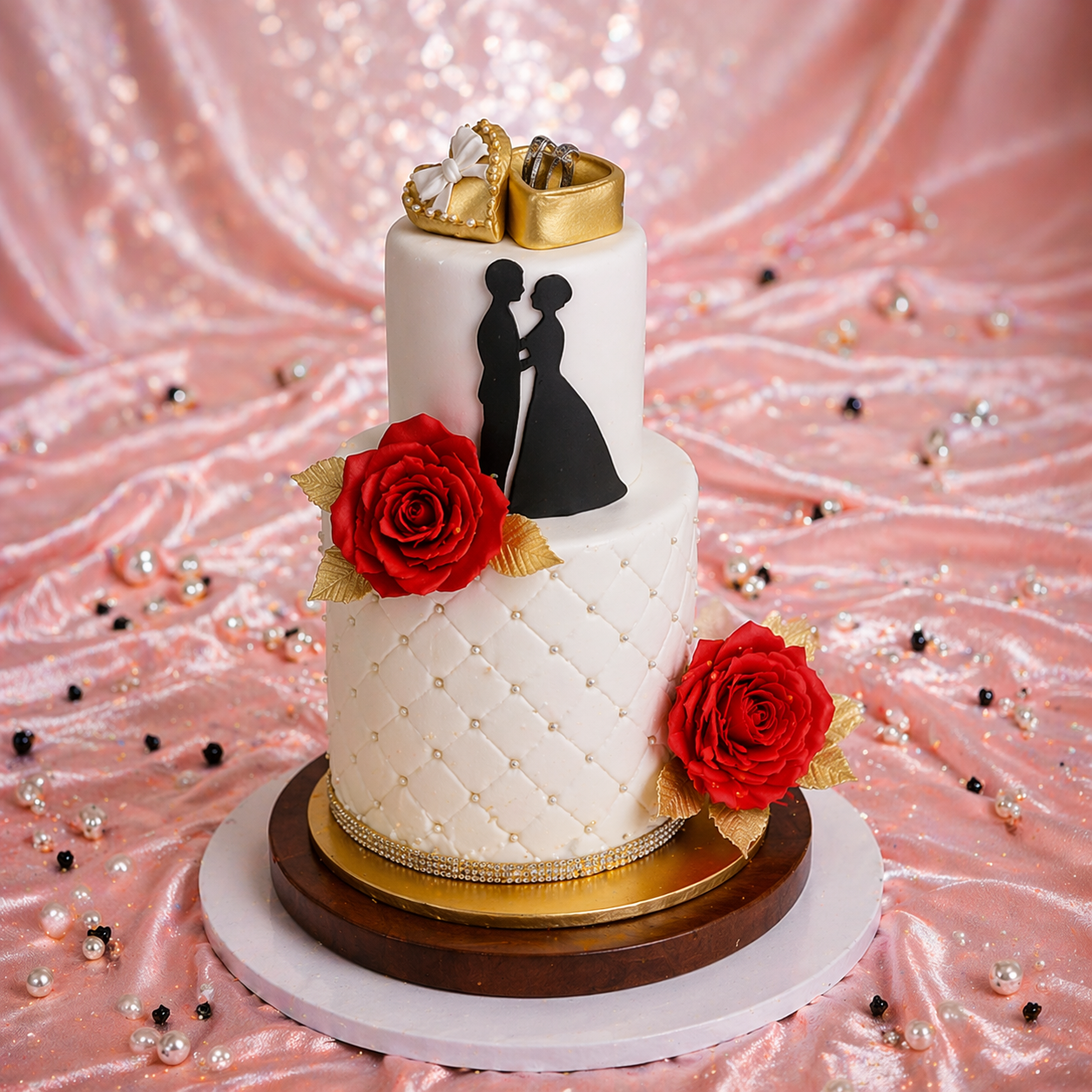 Romantic Rose Engagement Cake