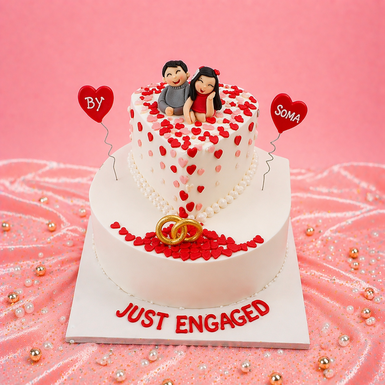 Cute Couple Engaged Cake