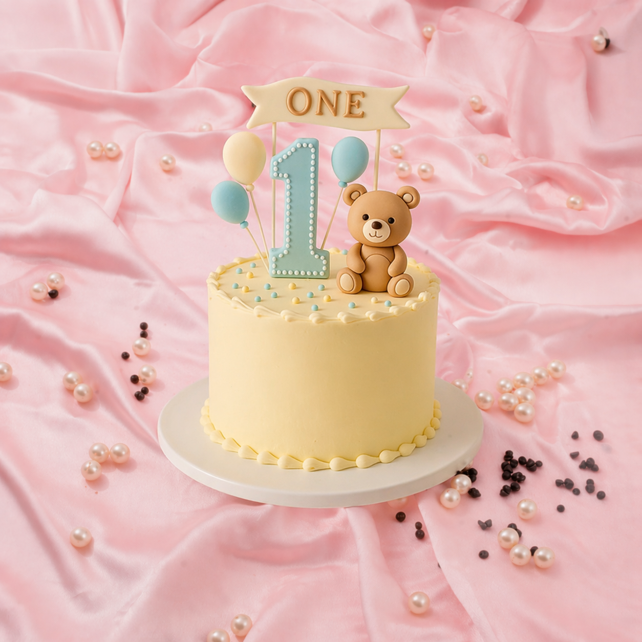 Teddy Bliss 1st Birthday Cake