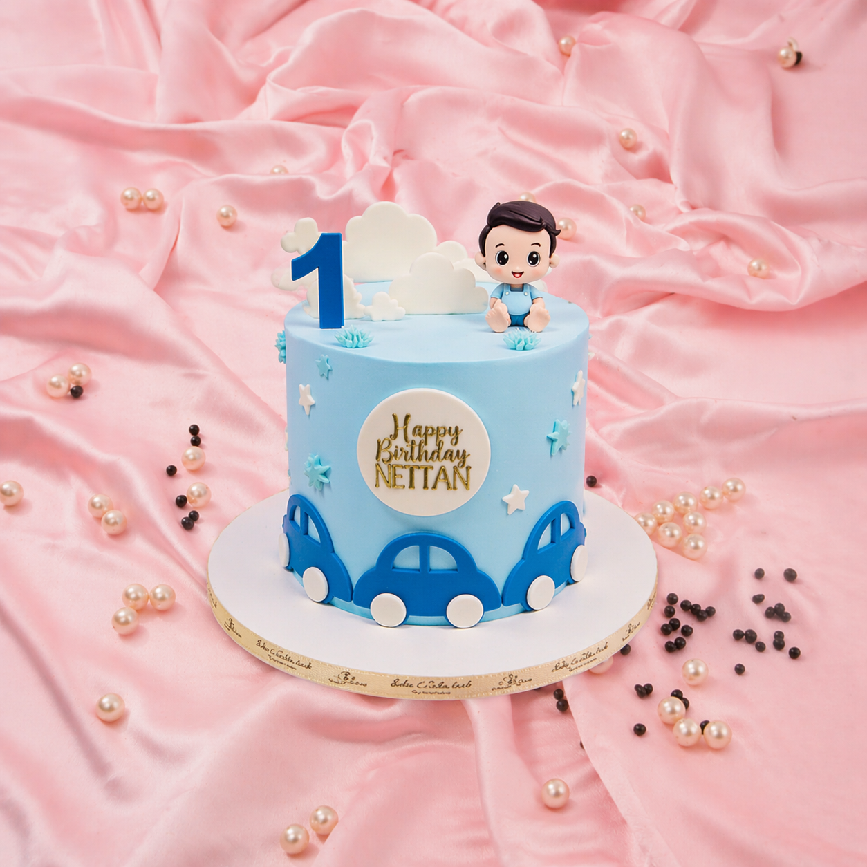 First Birthday Baby Boy Theme Cake