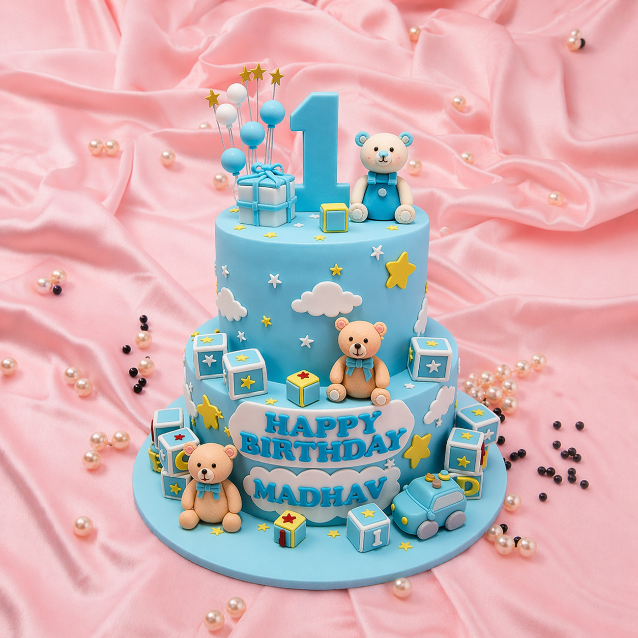 Luxury Teddy Toyland First Birthday Cake