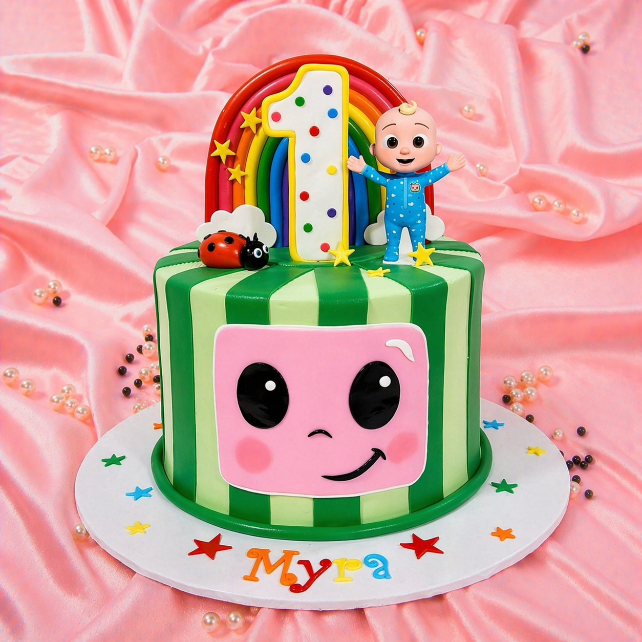 Rainbow Coco Melon Cake