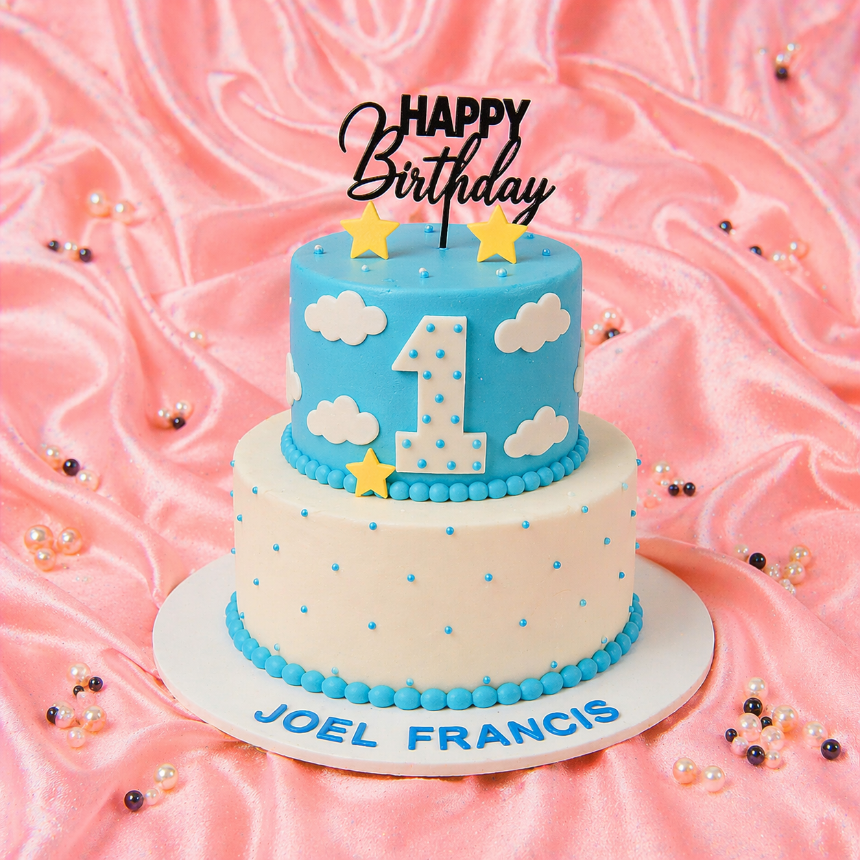 Sky Dreams First Birthday Tier Cake