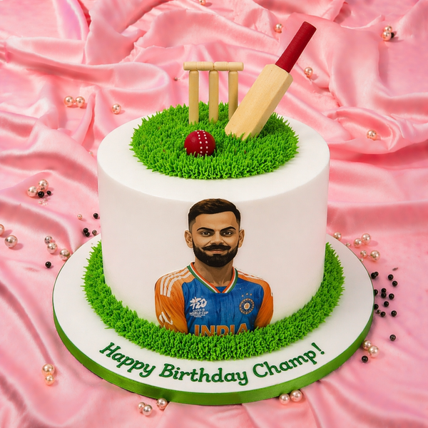 Cricket Superstar Photo Theme Cake
