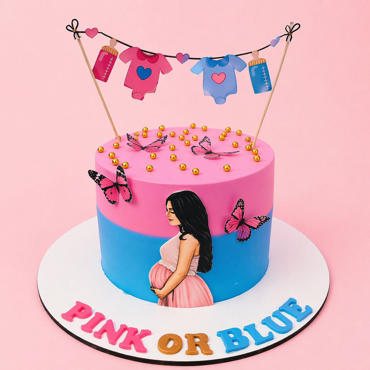 Pink or Blue Baby Shower Theme Cake
