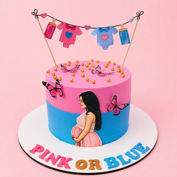 Pink or Blue Baby Shower Theme Cake
