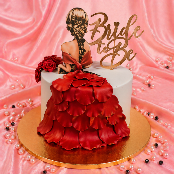 Luxury Red Gown Bride To Be Cake