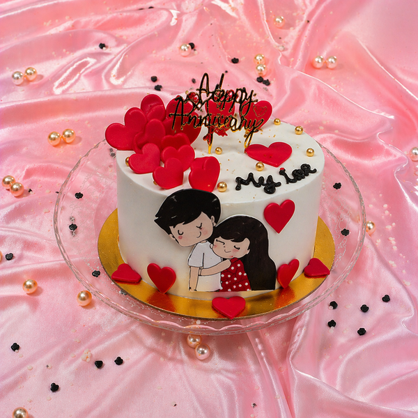 Cute Couple Anniversary Love Cake