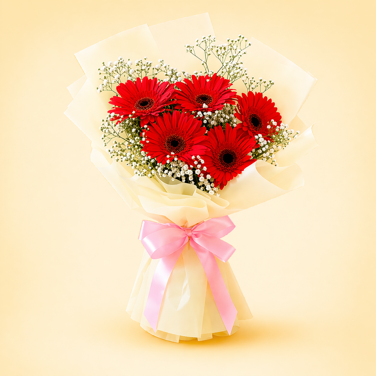 Blushing Scarlet Gerbera Bouquet