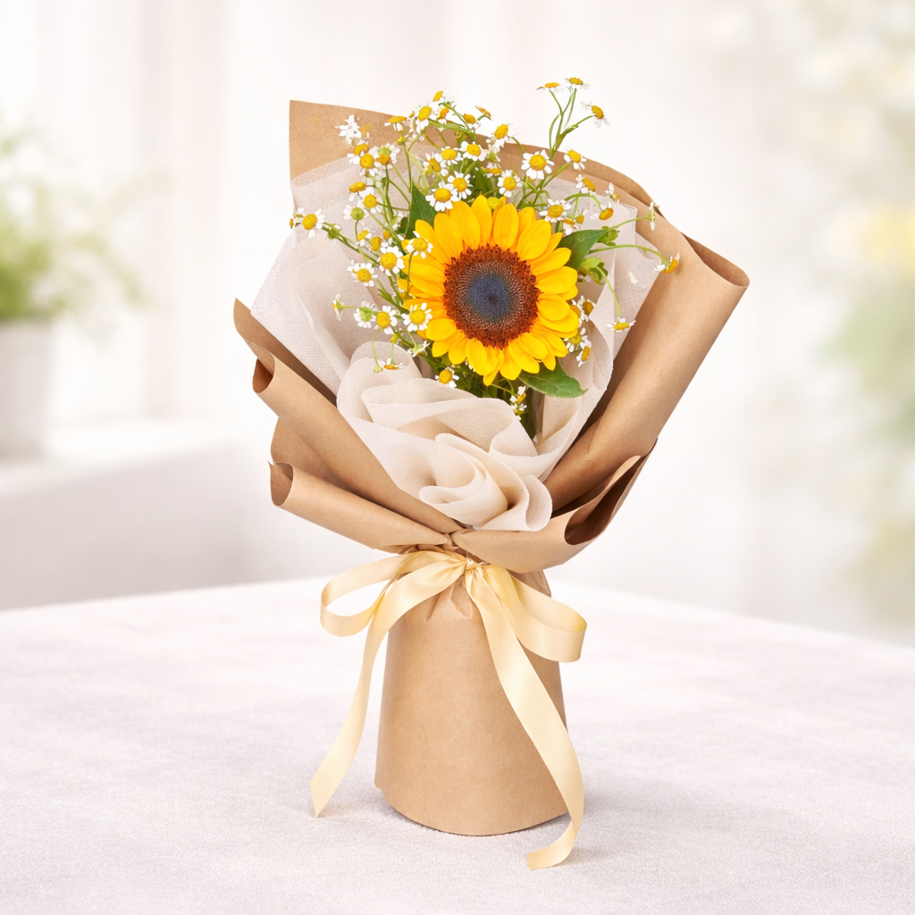 Sunflower Bouquet with Delicate Accents