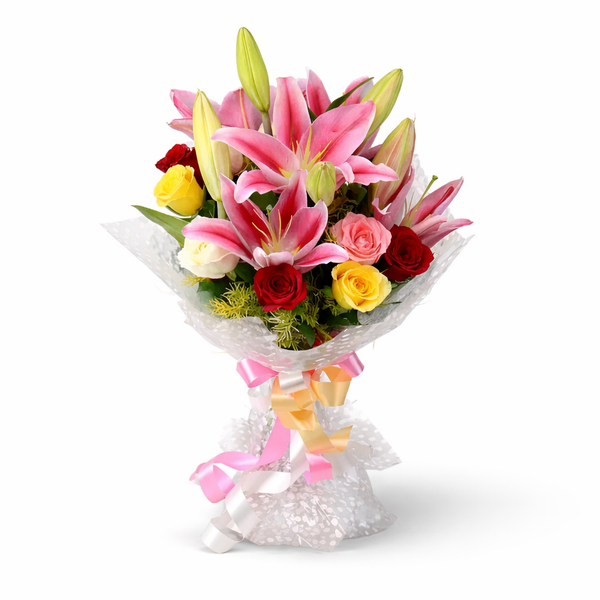 Premium Mixed Lily & Rose Bouquet
