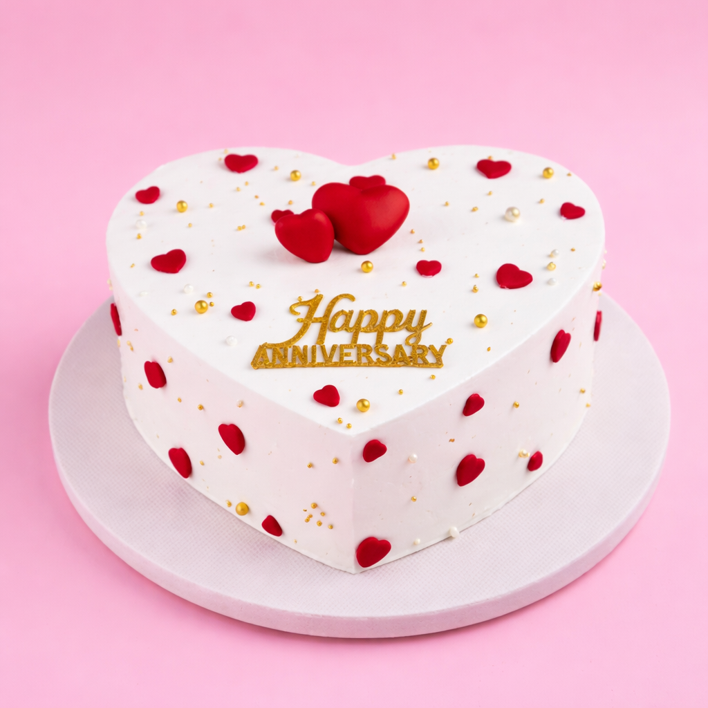 Heart Shape Anniversary Cake