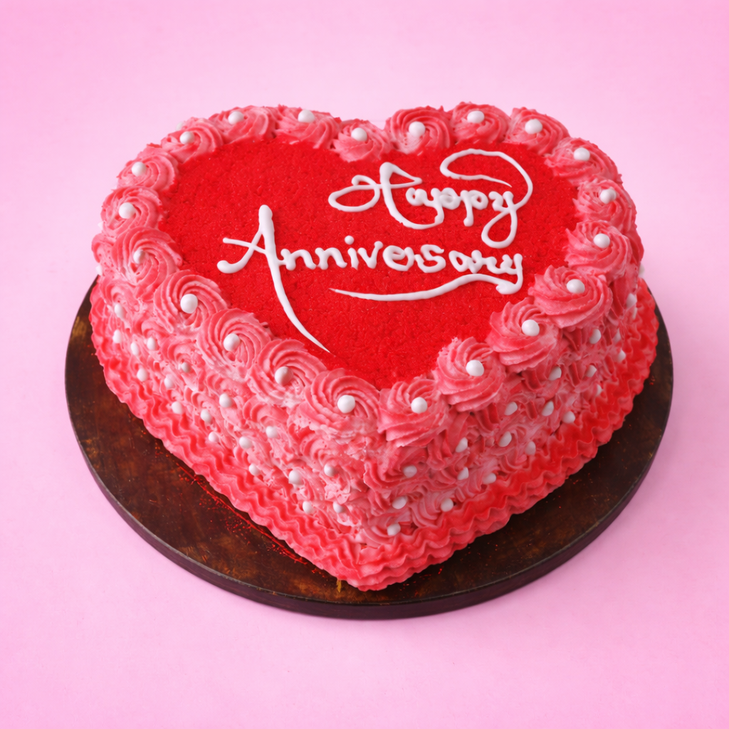 Heart Shape Anniversary Cake