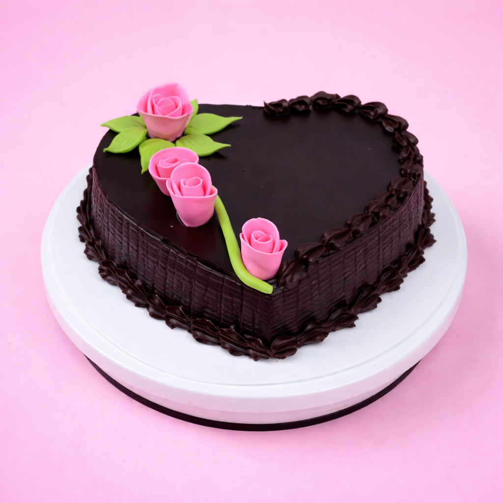 Chocolate Heart Rose Cake