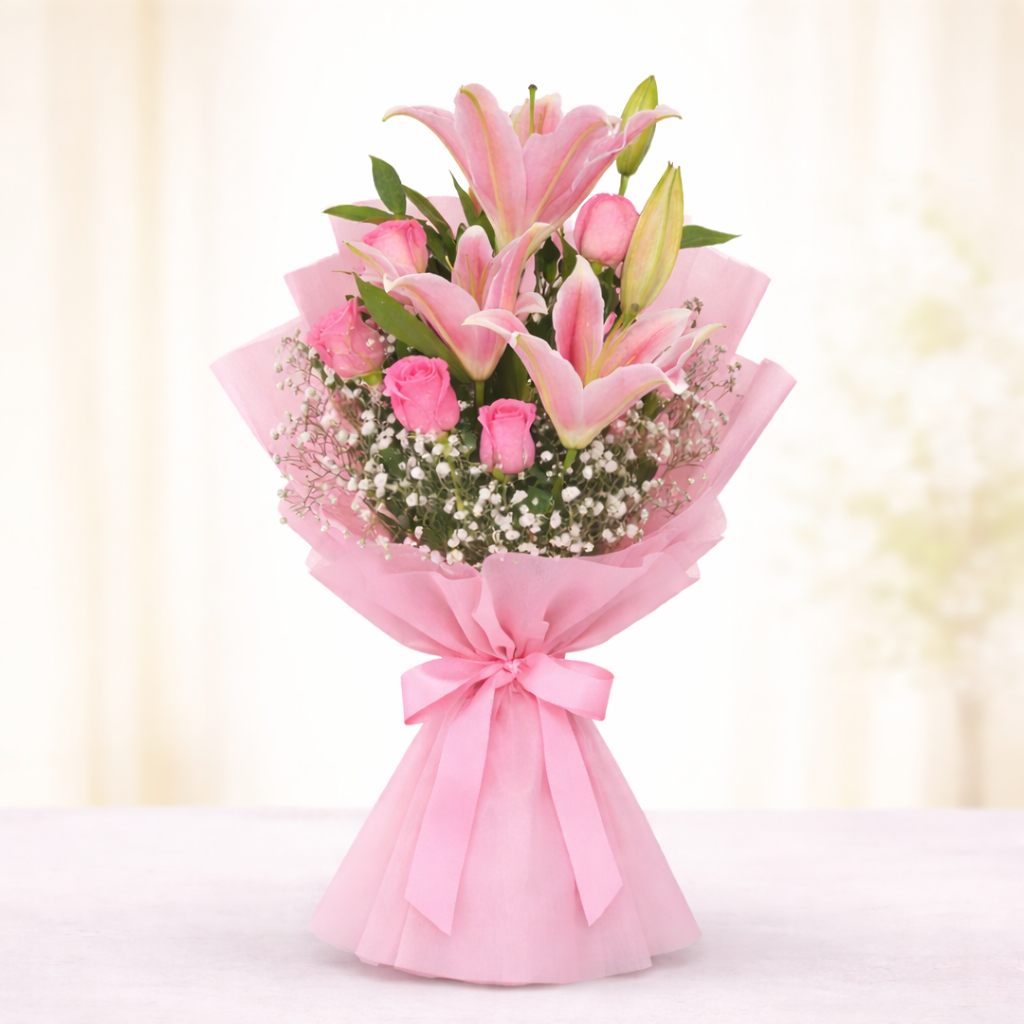 Pink Lily & Rose Elegance Bouquet