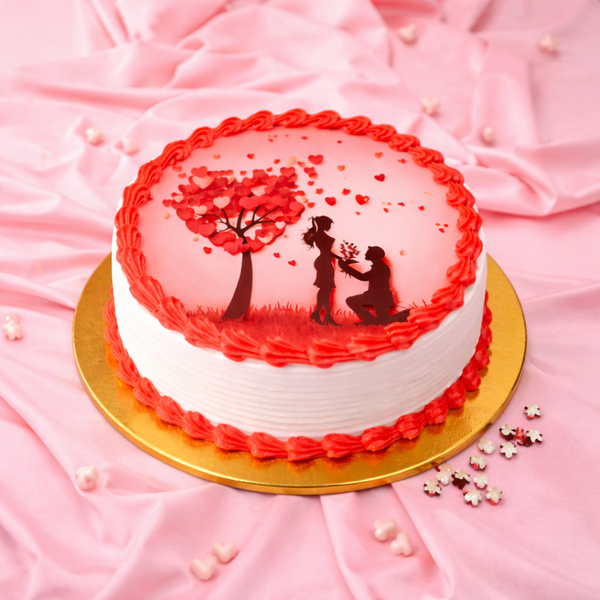 Romantic Proposal Theme Photo Cake