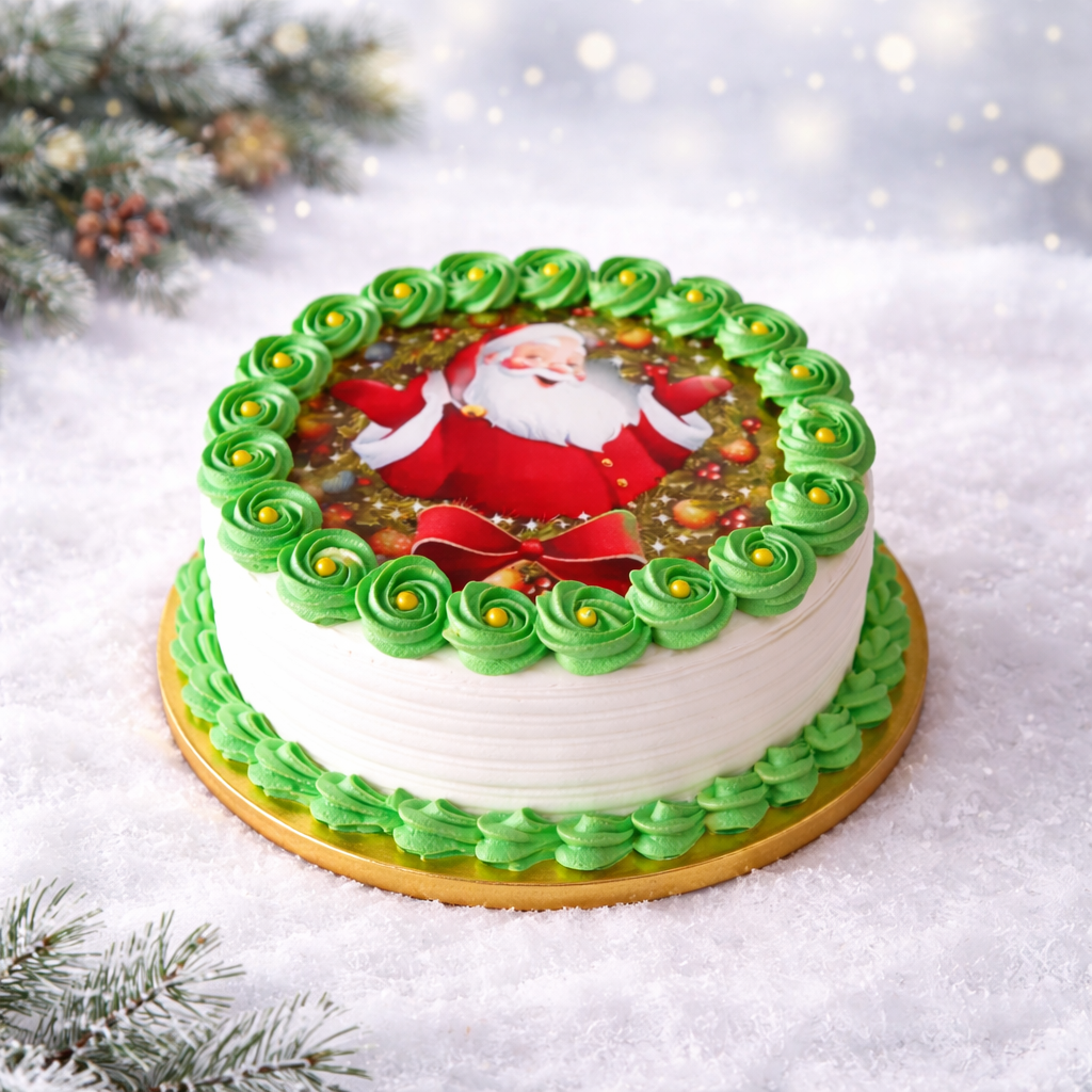 Santa Christmas Celebration Photo Cake
