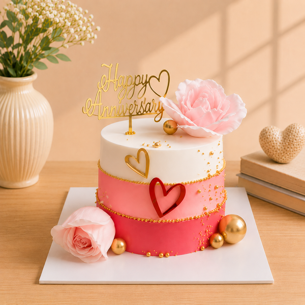 Blush & Gold Eternal Love Anniversary Cake