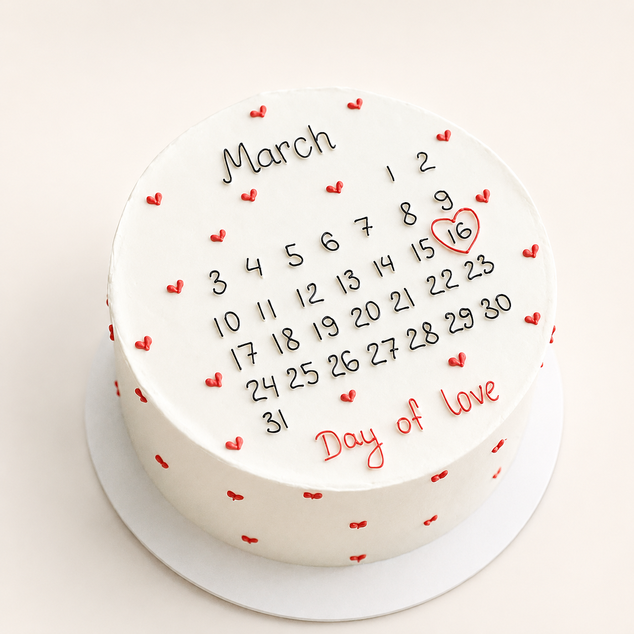 Day of Love Calendar Cake