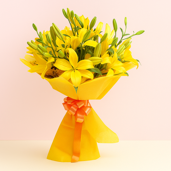 Bright Yellow Lily Bouquet