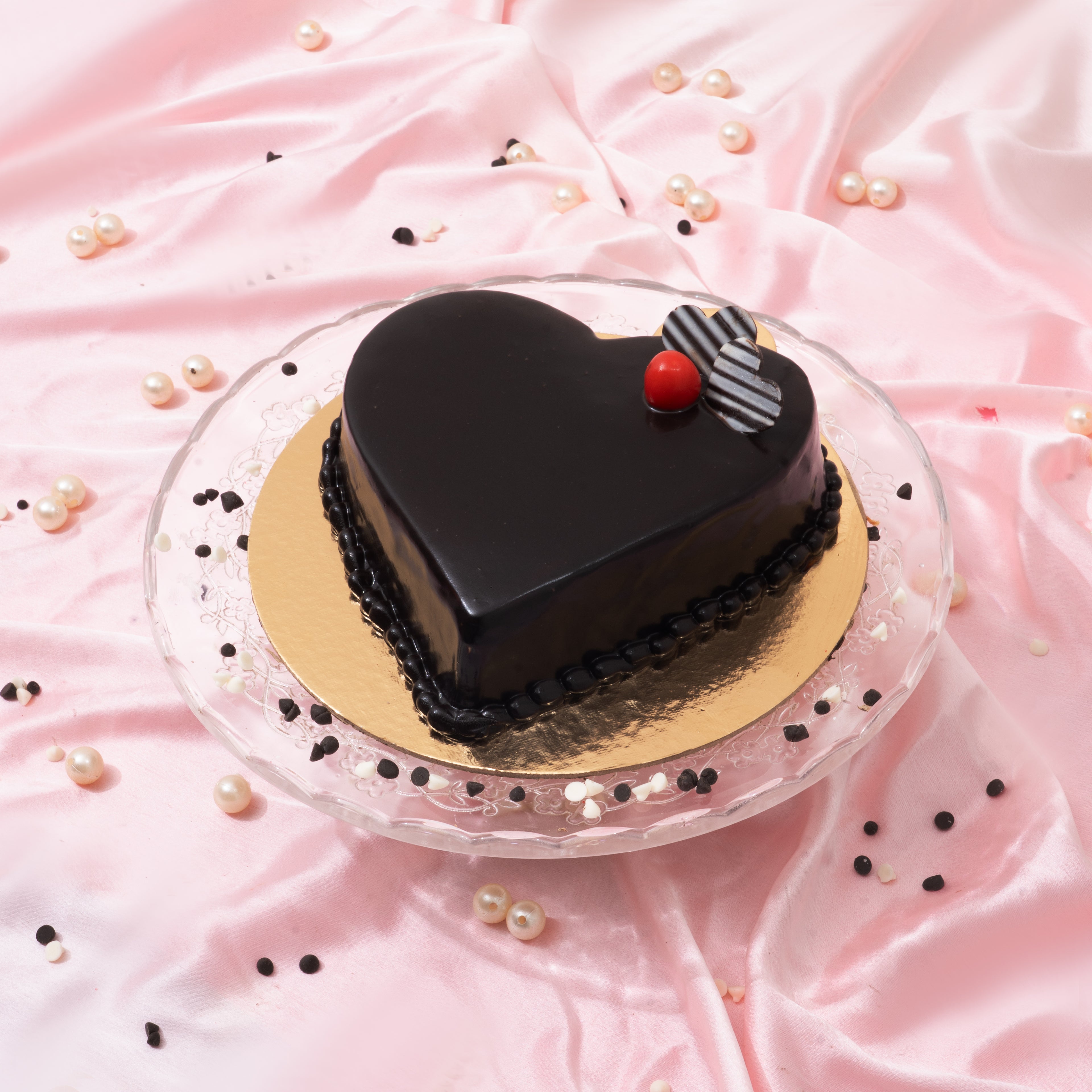 Dark Chocolate Truffle Heart Cake