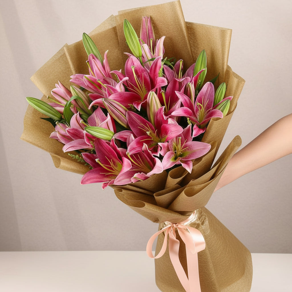 Embrace Discover the timeless elegance of our Enchanted Lily Embrace