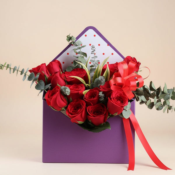 Scarlet Roses Wrapped in the timeless elegance