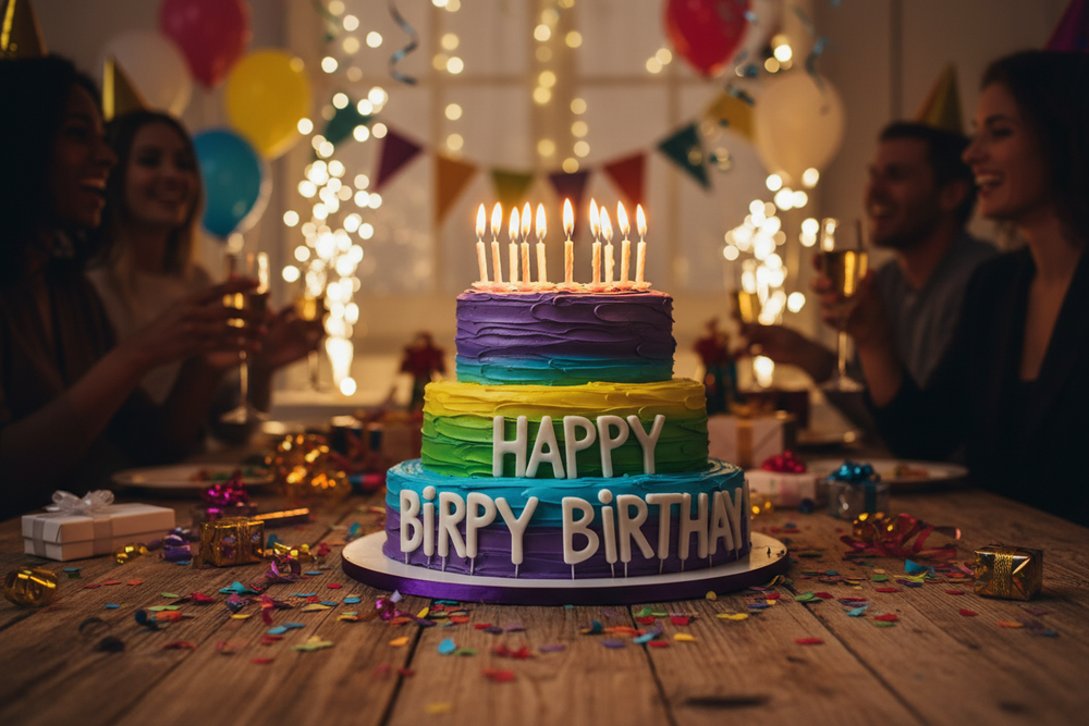 a cake on happy birthday this cake on table 