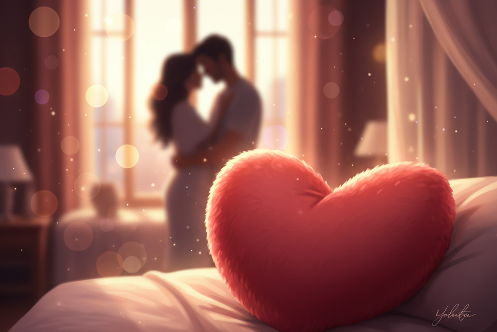 animated pillow for heart shape couple background 