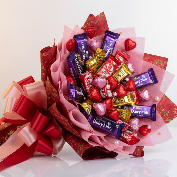 Assorted Chocolate Love Bouquet
5 Star Chocolate and dairy milk kitkat 