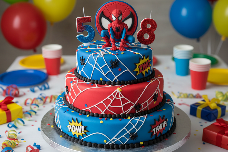 birthday cake for children of spider man