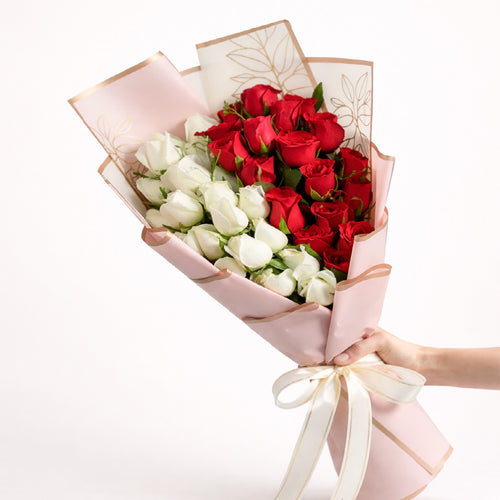 Red & White Rose Bouquet
