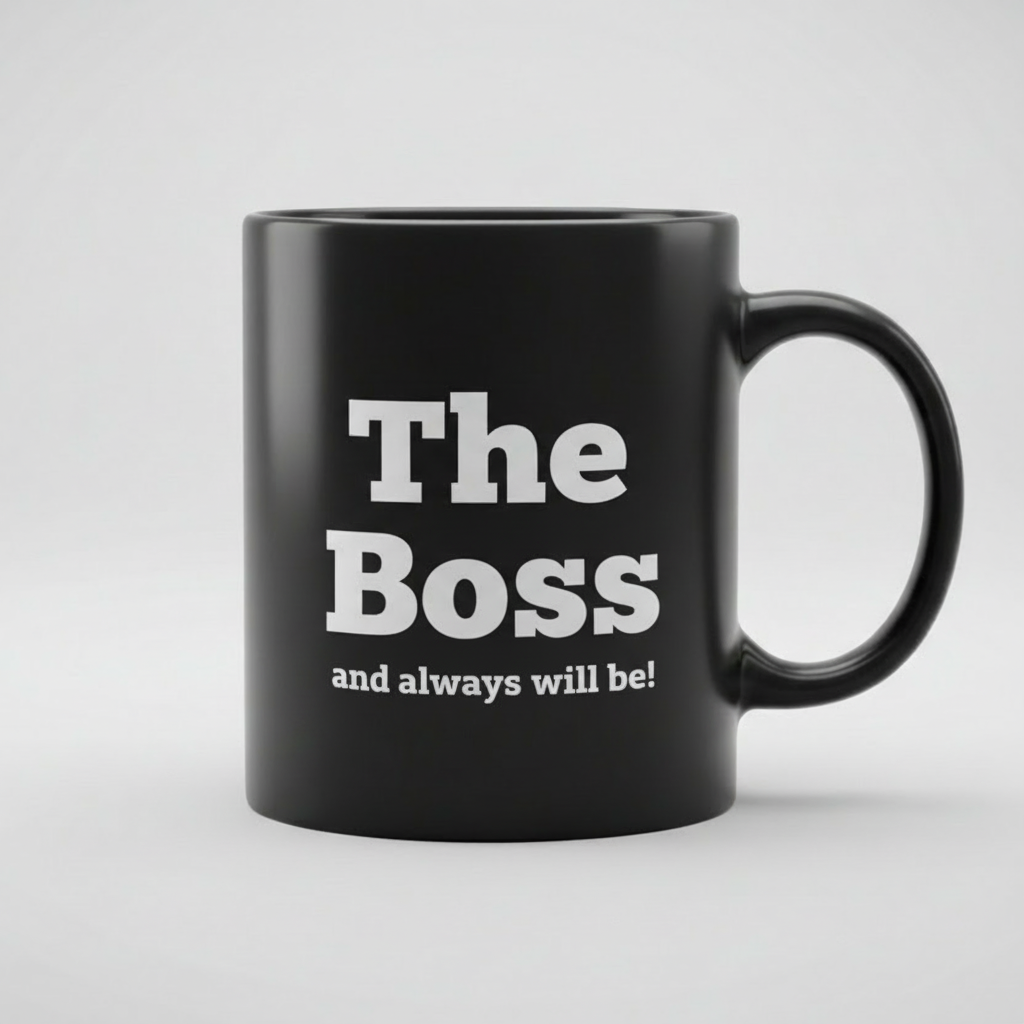 The Boss Printed Ceramic Mug
Black mug lite background 