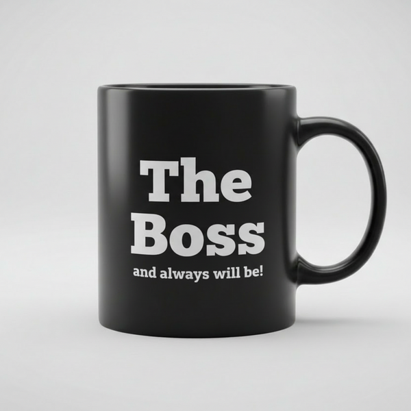 The Boss Printed Ceramic Mug
Black mug lite background 